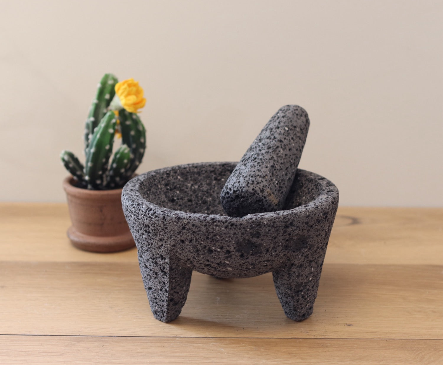 Cultural Bowl & Pestle - Lava Stone - 8 Inch - Authentic Mexican Molcajete! Molcajete 8 Inch Featured Round