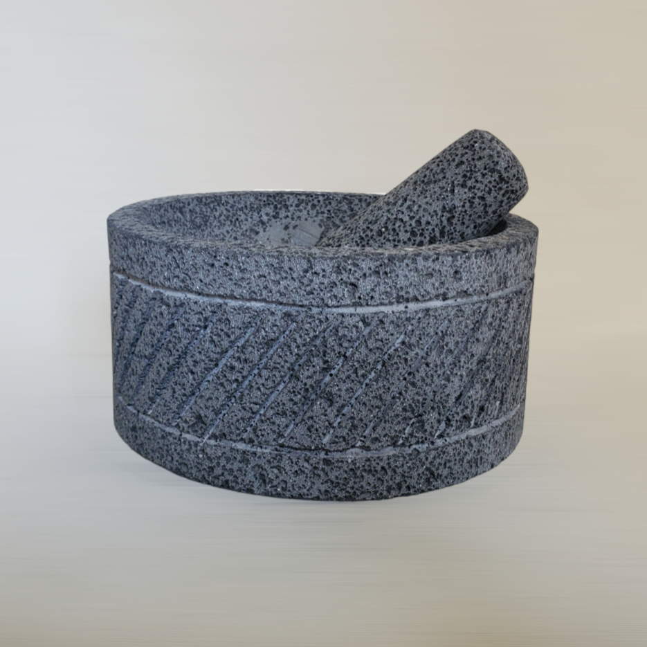 Mortar & Pestle Slants - Lava Stone - 8 Inch Molcajete 8 Inch Round