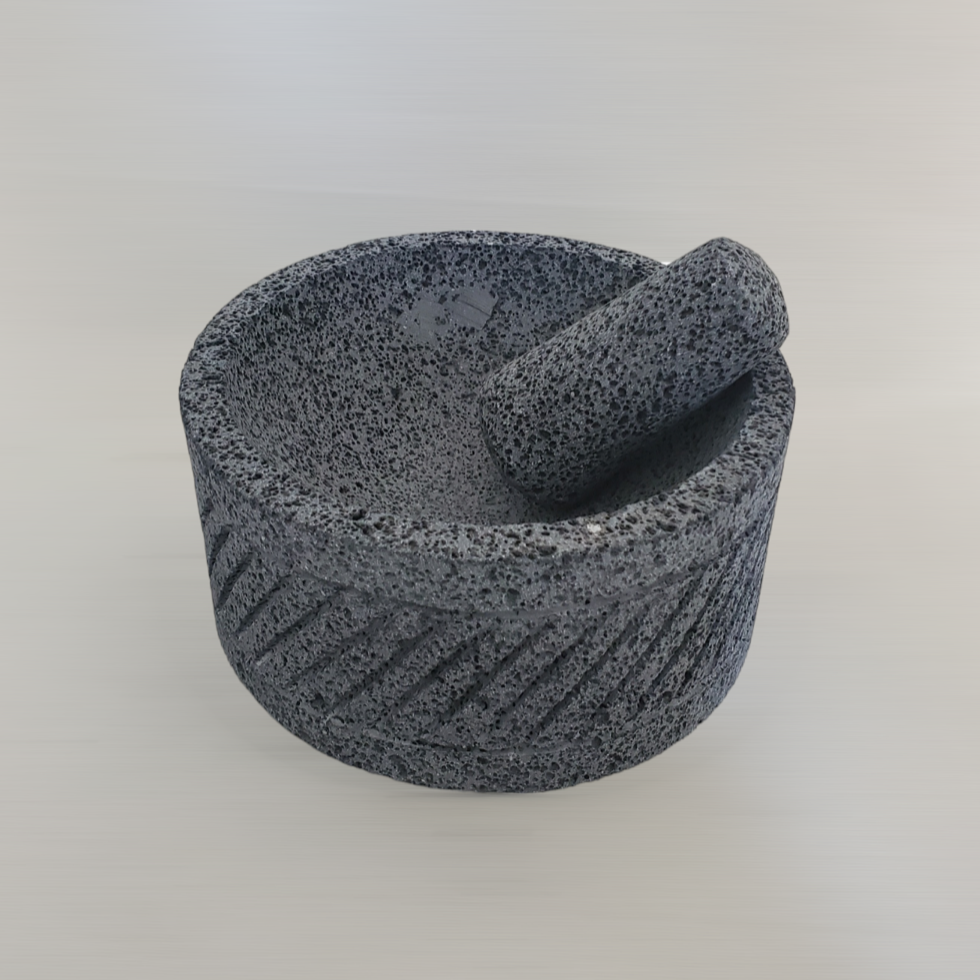 Mortar & Pestle Slants - Lava Stone - 8 Inch Molcajete 8 Inch Round