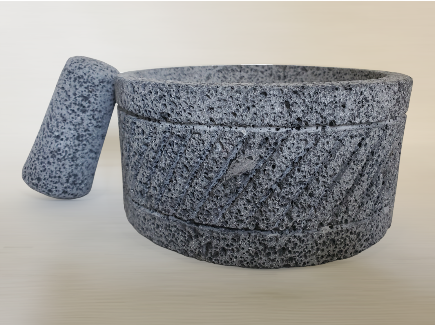 Mortar & Pestle Slants - Lava Stone - 8 Inch Molcajete 8 Inch Round