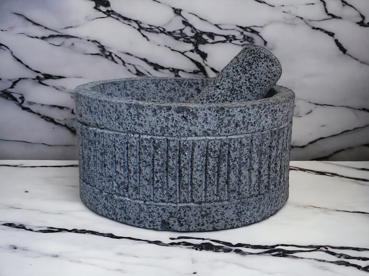 Mortar & Pestle Pillars - Lava Stone - 8 Inch Molcajete 8 Inch Featured Round