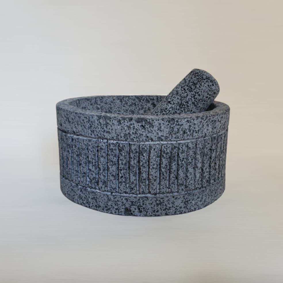 Mortar & Pestle Pillars - Lava Stone - 8 Inch Molcajete 8 Inch Featured Round