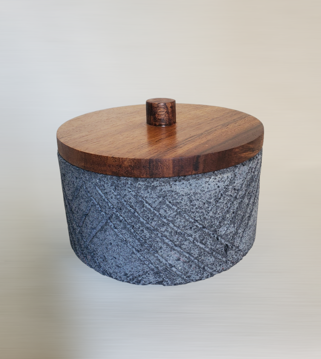 Style Slash Wood Top Molcajete - Lava Stone - 8 Inch Molcajete 8 Inch Featured Round