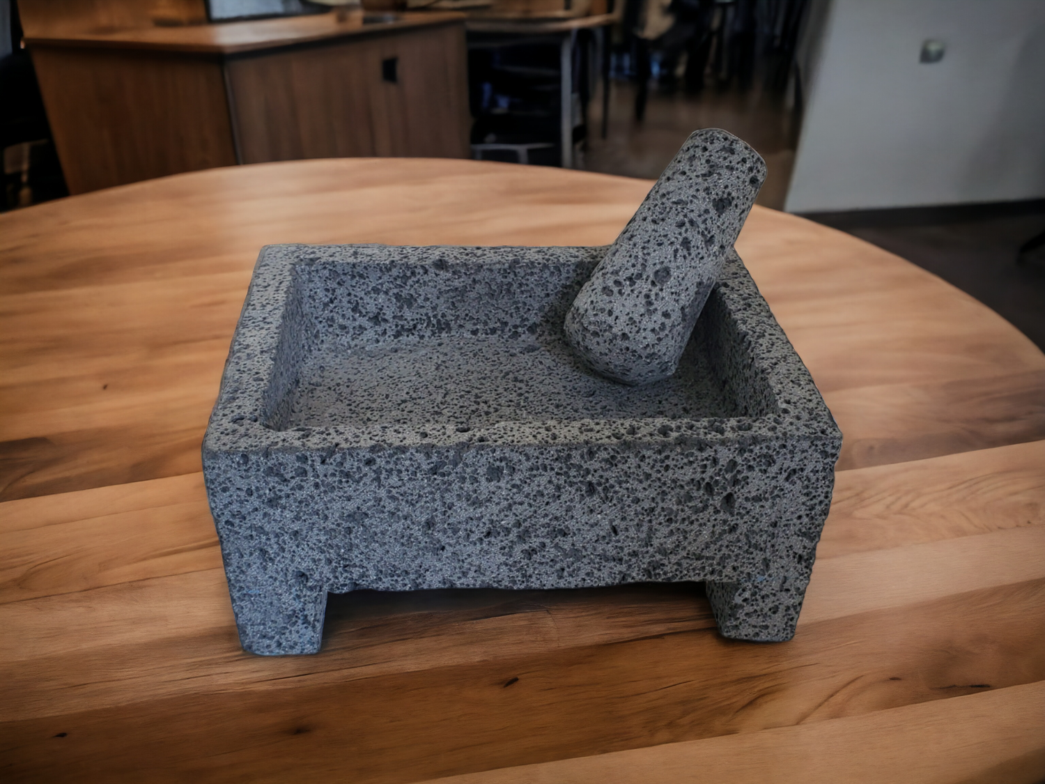 Boxy Bliss Bowl & Pestle - Lava Stone - 9 Inch Molcajete 9 Inch Angular