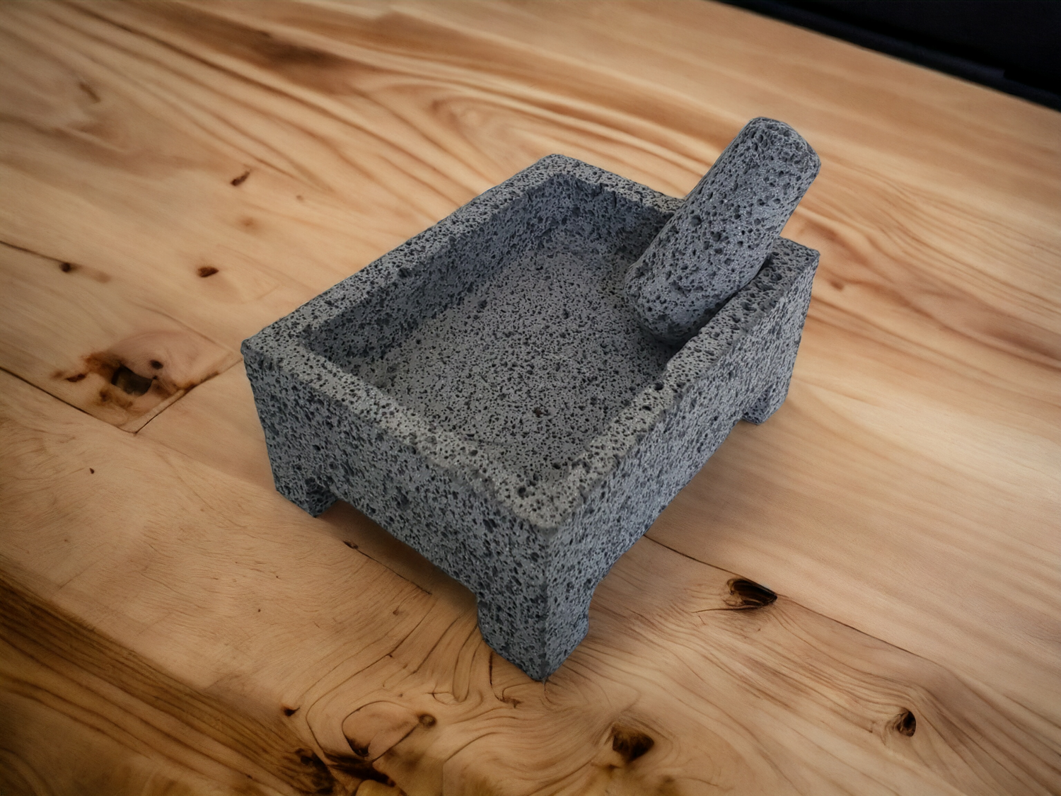 Boxy Bliss Bowl & Pestle - Lava Stone - 9 Inch Molcajete 9 Inch Angular