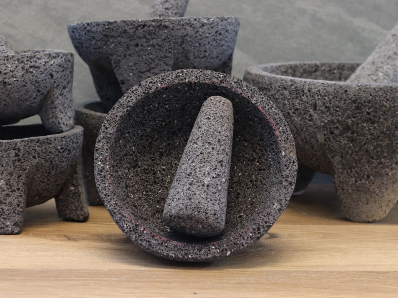 Shapely Bowl & Pestle - Lava Stone - 9 Inch Molcajete 9 Inch Round