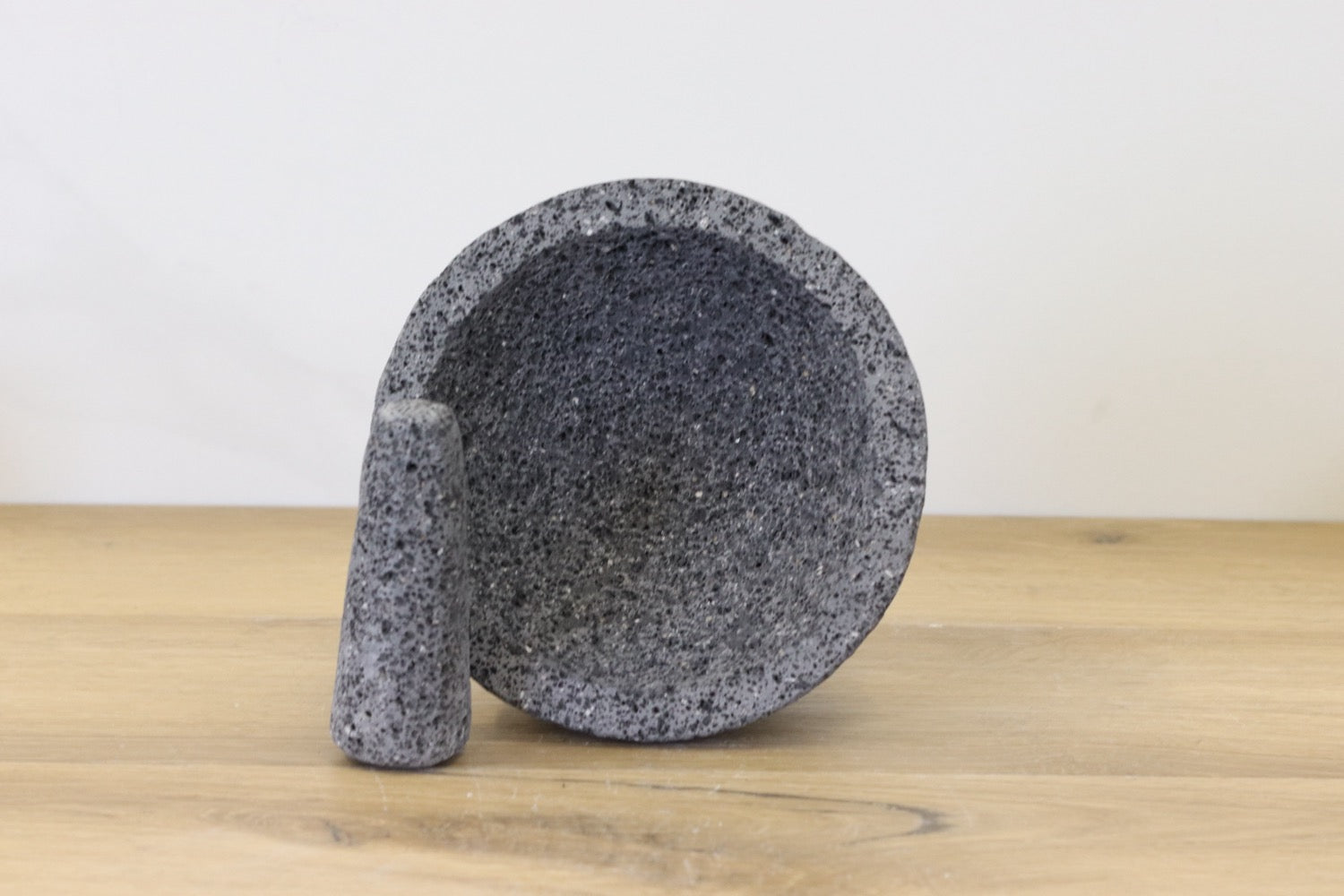 Cylinder Slant Mortar & Pestle - Lava Stone - 8 Inch