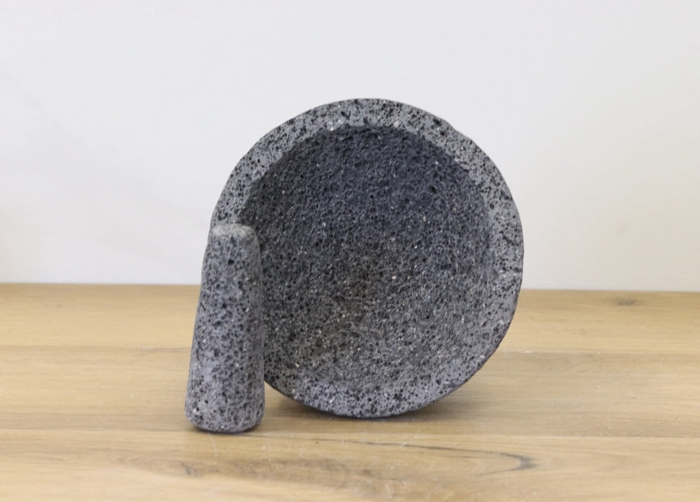 Simple Slant Bowl & Pestle - Lava Stone - 8 Inch Molcajete 8 Inch Round