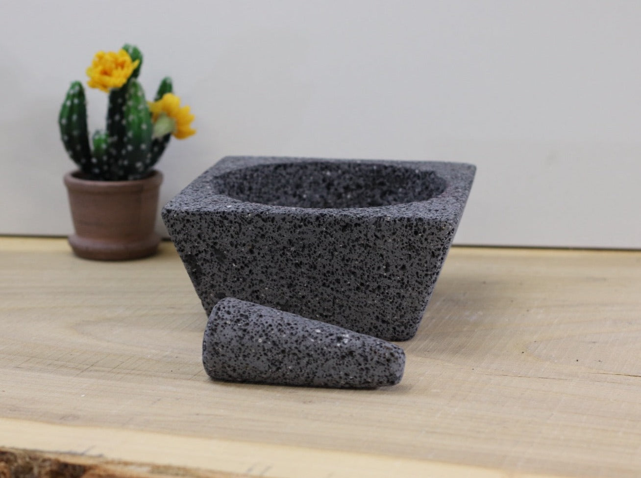 Outer Slant Bowl & Pestle - Lava Stone - 8 Inch Molcajete 8 Inch Featured Round