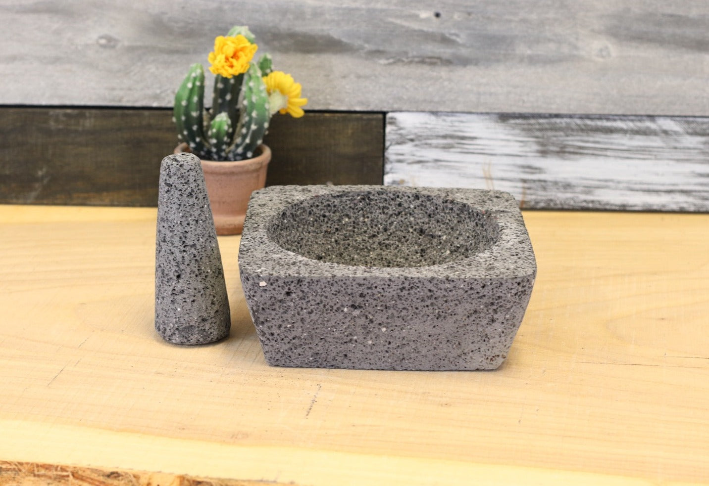 Outer Slant Bowl & Pestle - Lava Stone - 8 Inch Molcajete 8 Inch Featured Round