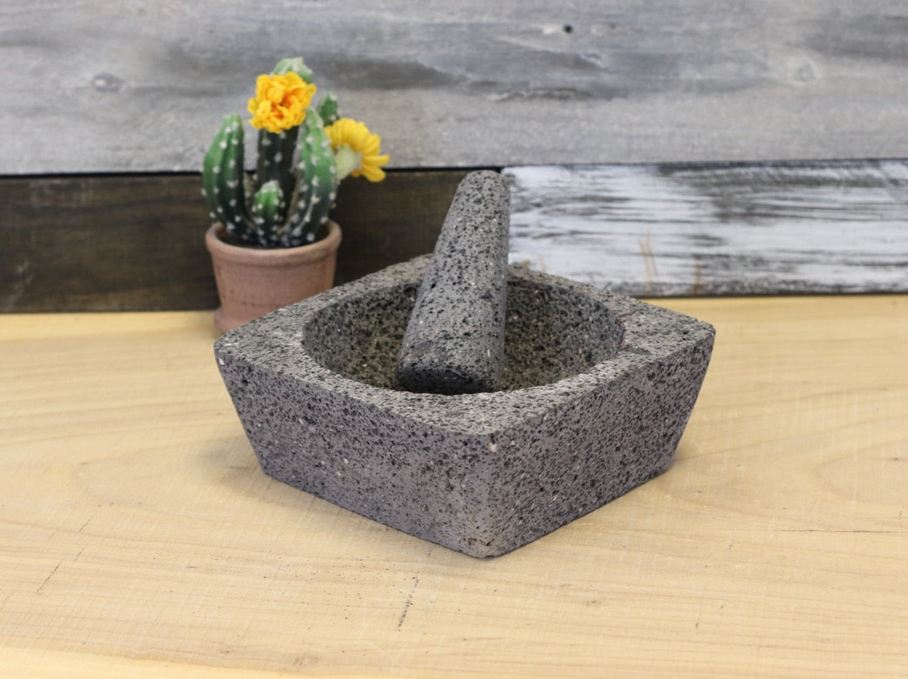 Outer Slant Bowl & Pestle - Lava Stone - 8 Inch Molcajete 8 Inch Featured Round