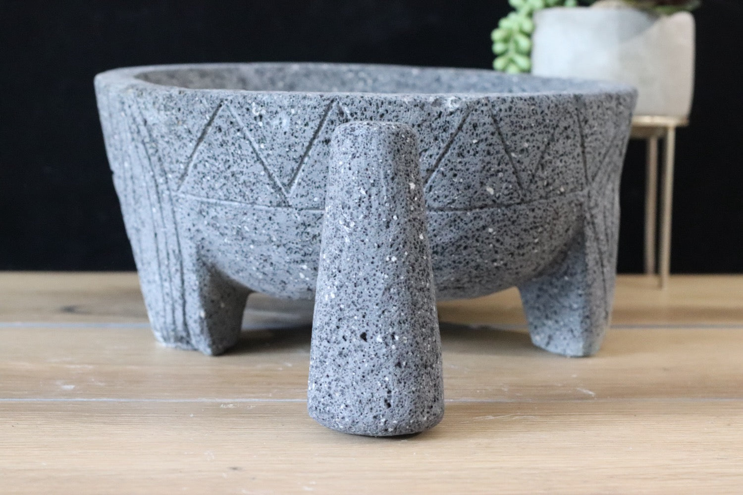 Artsy Bowl & Pestle - Lava Stone - 12 Inch